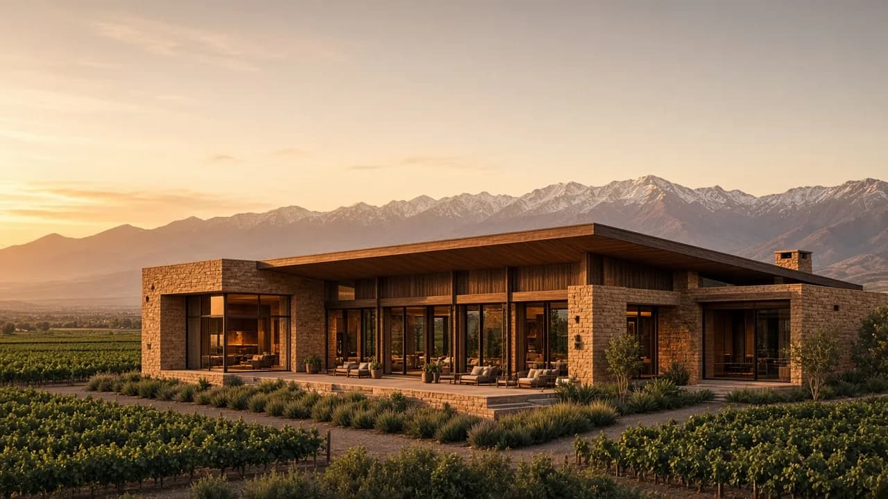 Hotel-viñedo Casa Altamira entre viñas y cordillera, concepto editorial