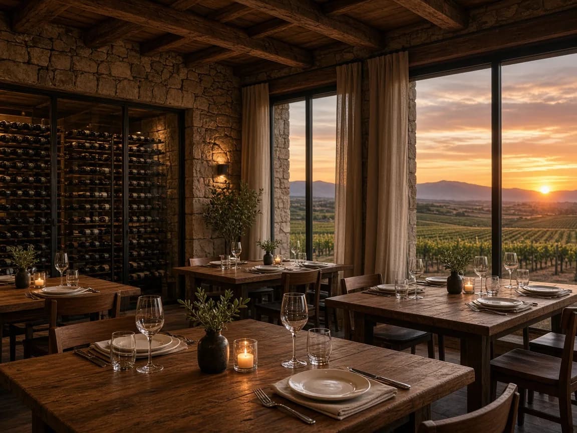 Restaurante de valle con cava visible, Casa Altamira