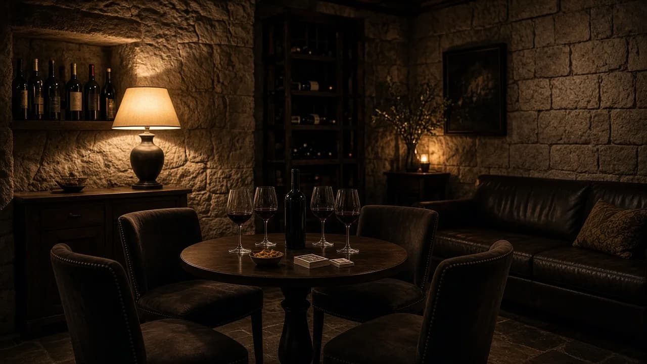 Lounge de vinos con salón de entretenimiento íntimo, Casa Altamira