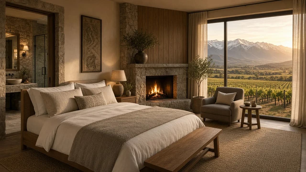 Suite con chimenea y vista a la cordillera, Casa Altamira