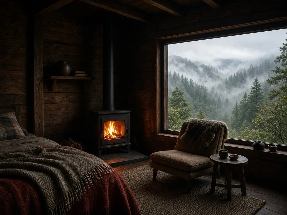 Cabaña-habitación con estufa y vista al bosque, Estancia Mirador