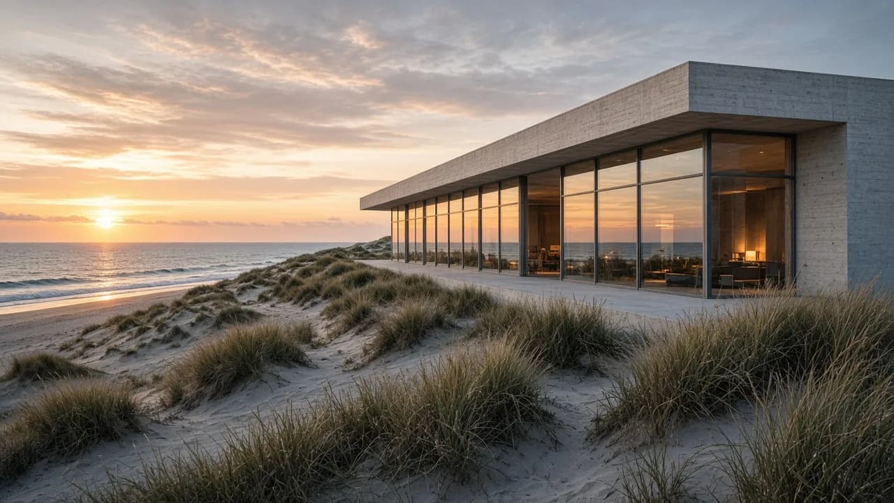 Resort costero Litoral Norte sobre dunas, concepto editorial