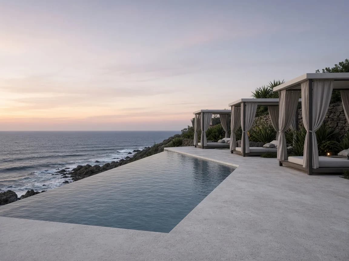Piscina infinity y spa costero, Litoral Norte