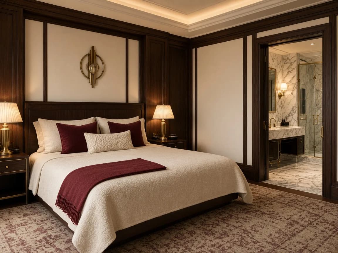 Habitación clásica con carpintería oscura, Palacio Vercelli